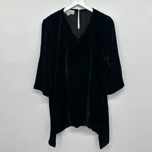 Caroline Rose Tunic Top Shirt Size‎ Medium Crushed Velvet Minimalist Academia